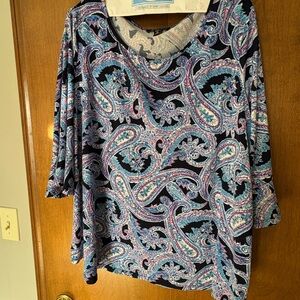 Roz & Ali Multicolor Paisley Blouse
